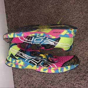Asics running shoes neon multi colored size 9